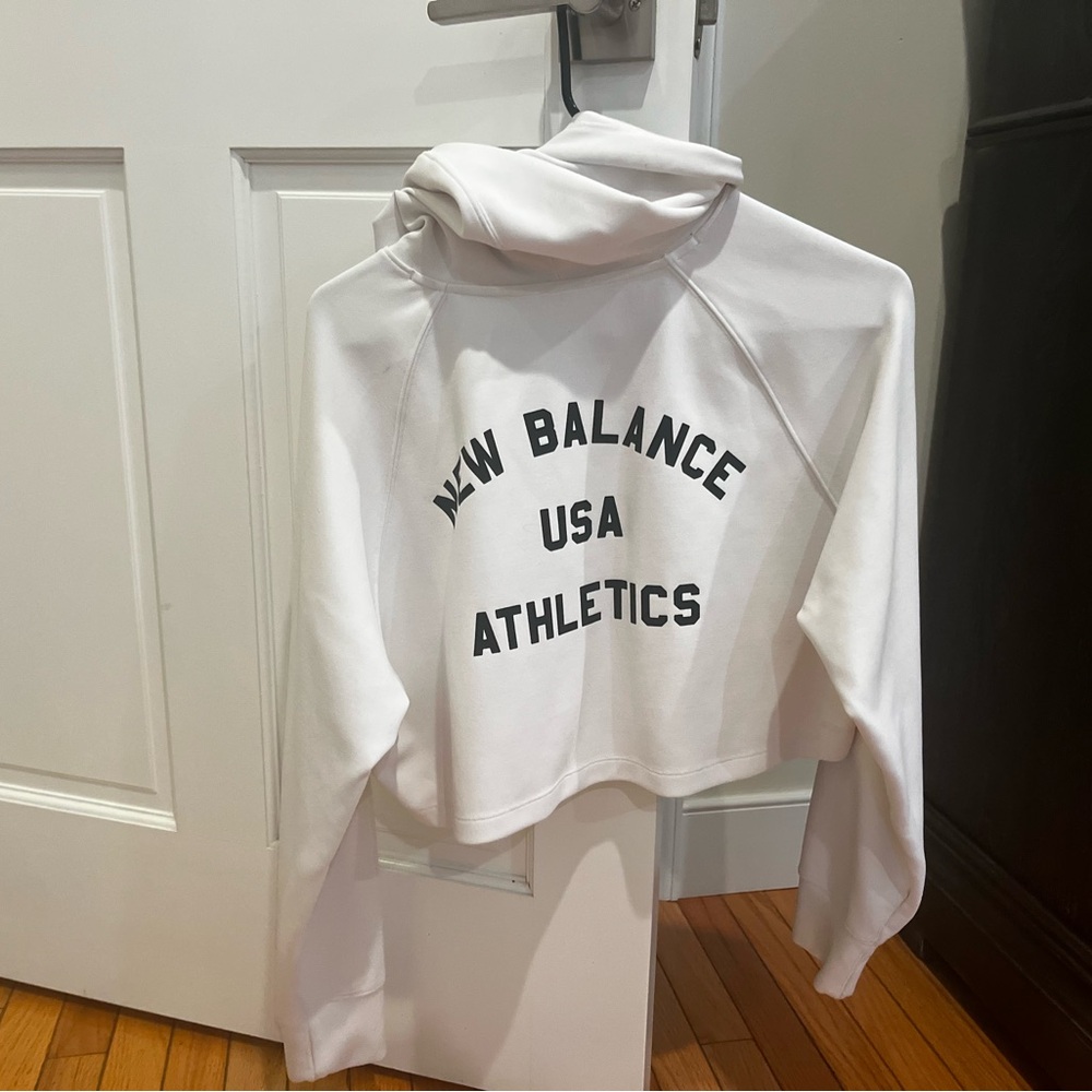 New Balance White Sweatshirt with Black Print